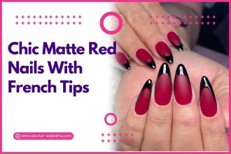 Chic-Matte-Red-Nails-with-French-Tips-1