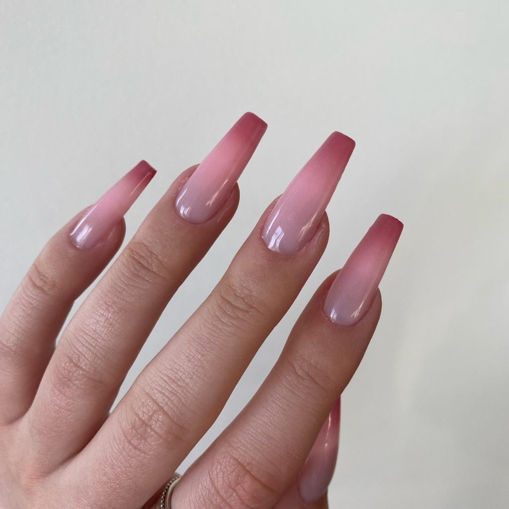 Soft Ombre Pink Coffin Nails